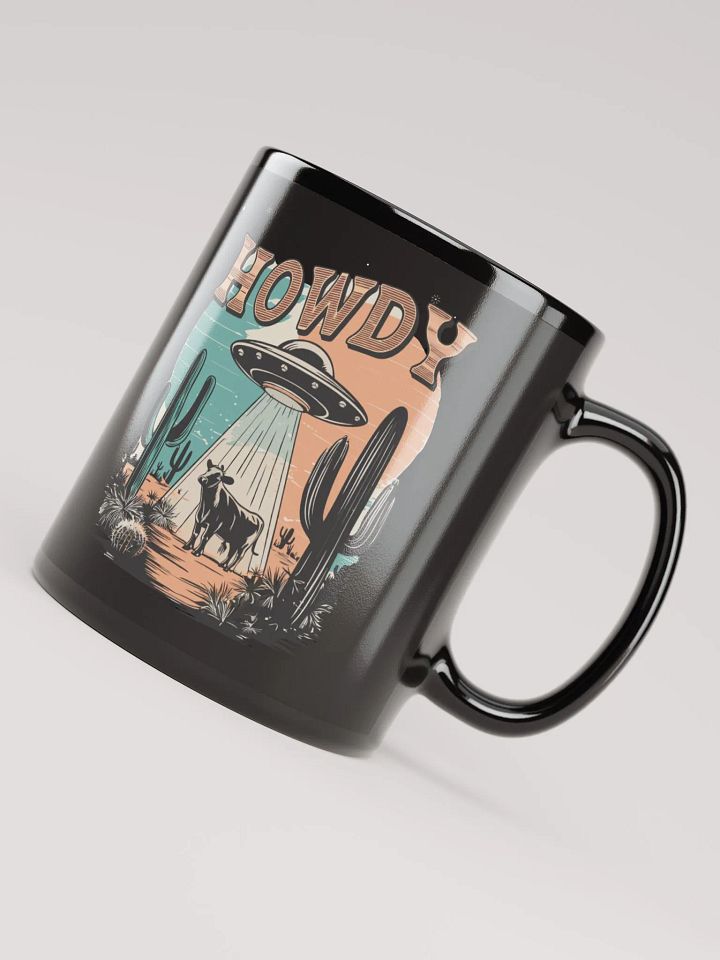 "Howdy-UFO" black glossy mug product image (2)