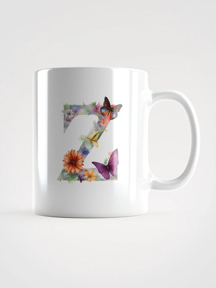 Letter Z Monogram Floral Fantasy White Glossy Mug product image (1)