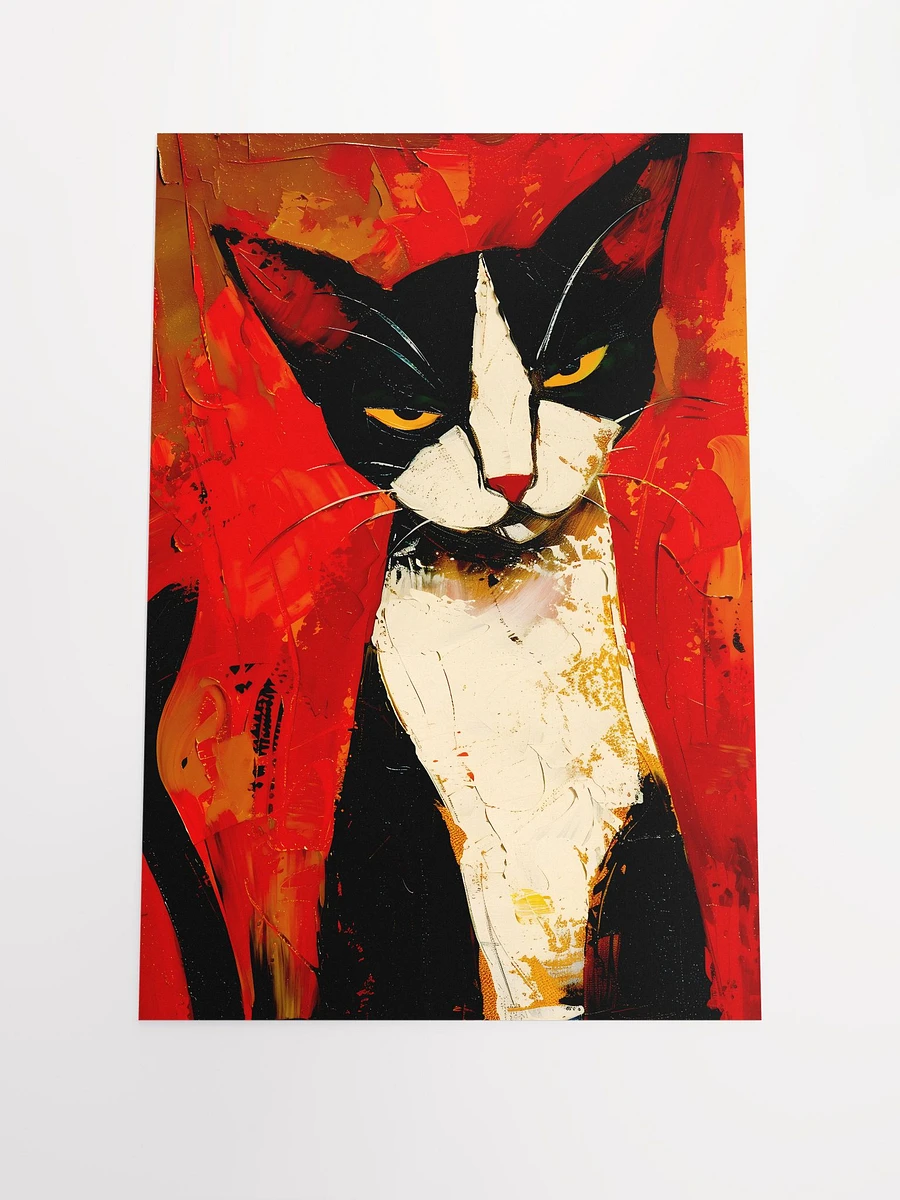 Intense Whiskered Gaze: Vivid Abstract Cat Art Print Matte Poster product image (3)