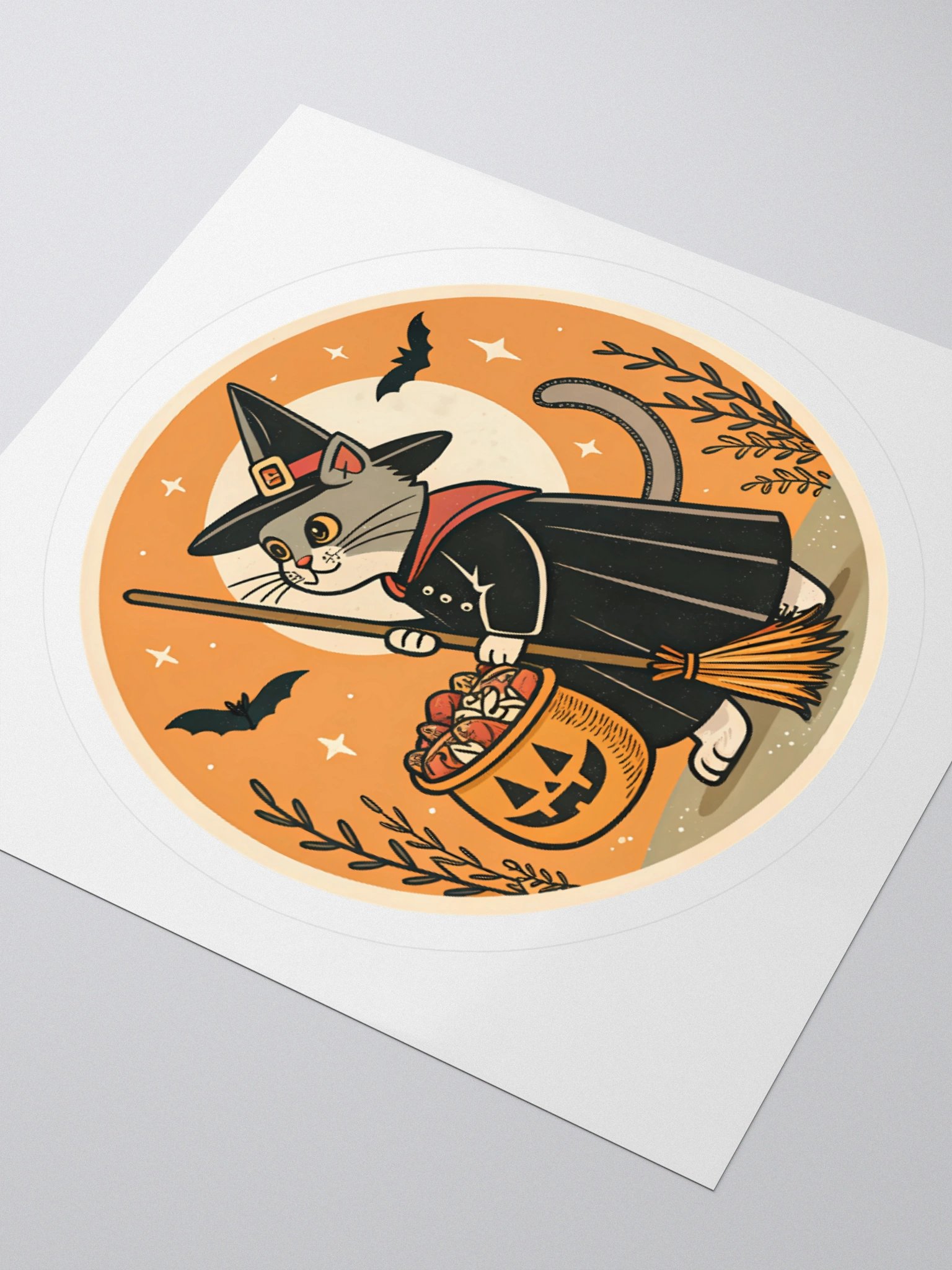Witchy Cat Halloween Kiss Cut Sticker product image (9)