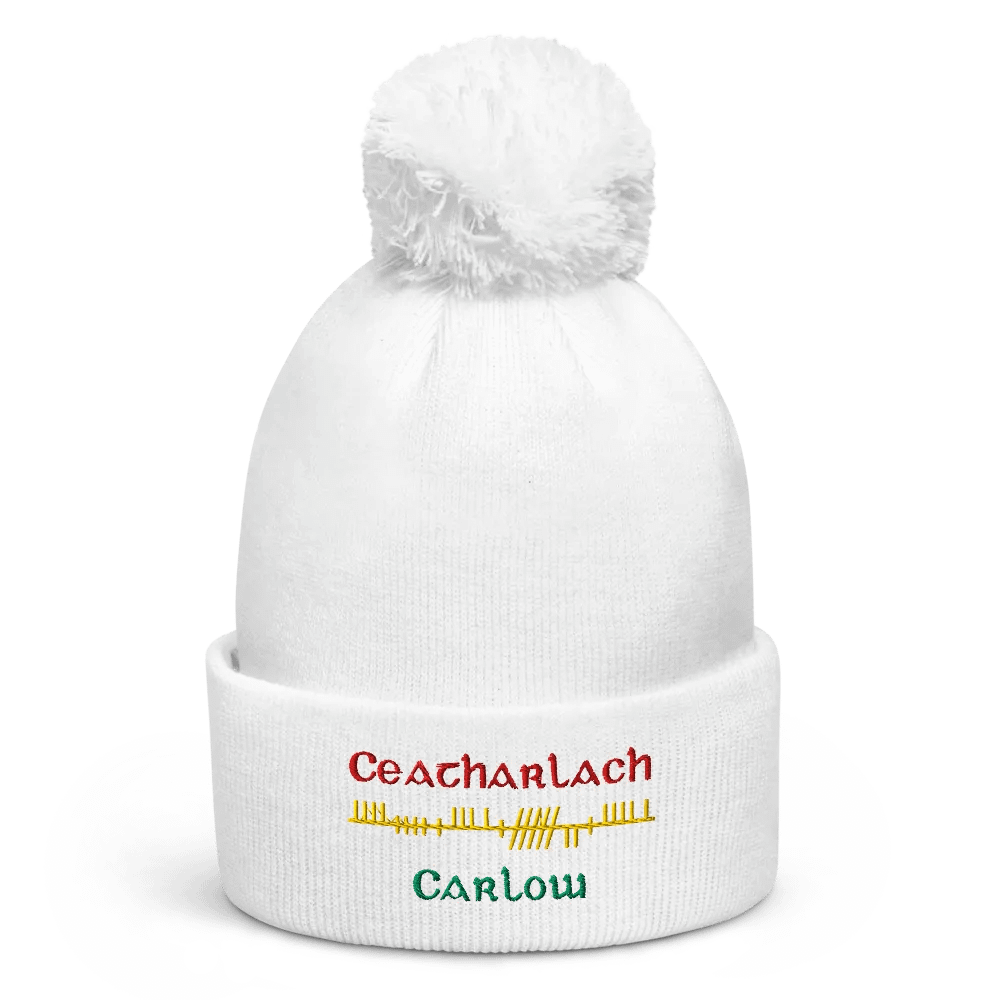 Carlow/Ceatharlach, Orthodox Style Ogham embroidered Pom-Pom Beanie product image (1)