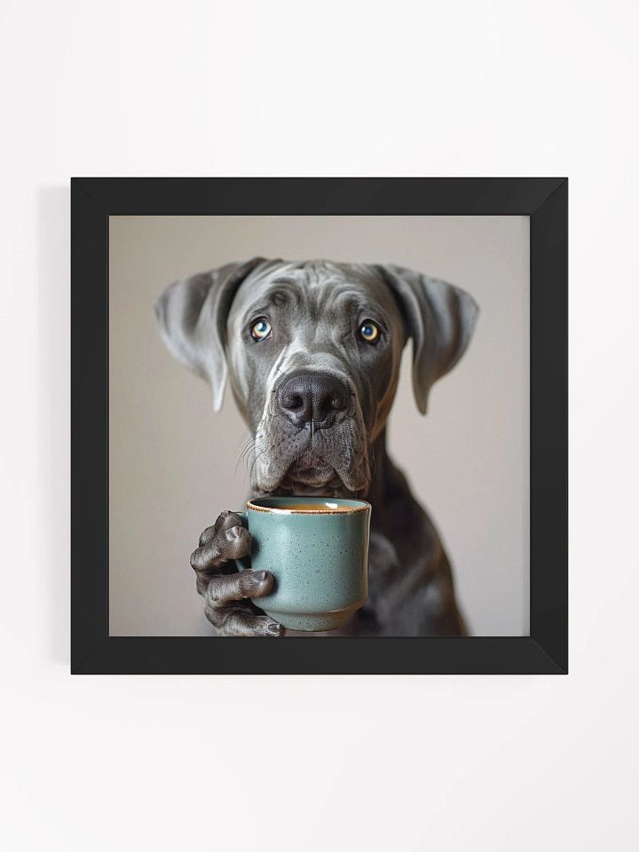 Cute Coffee Lover Great Dane Dog Framed Wall Art product image (1)