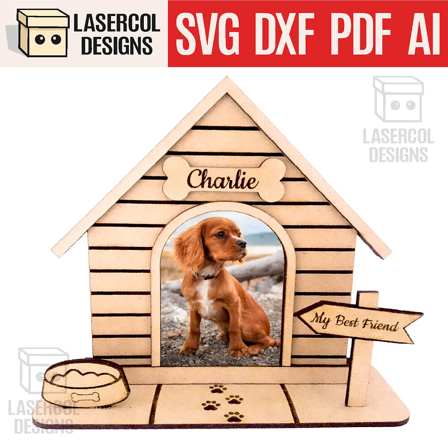 Dog House Photo Frame - Laser Cut Files product image (1)