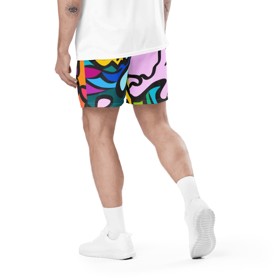 Vibrant Mesh Shorts: Abstract Harmony - Wave at Sunset product image (5)