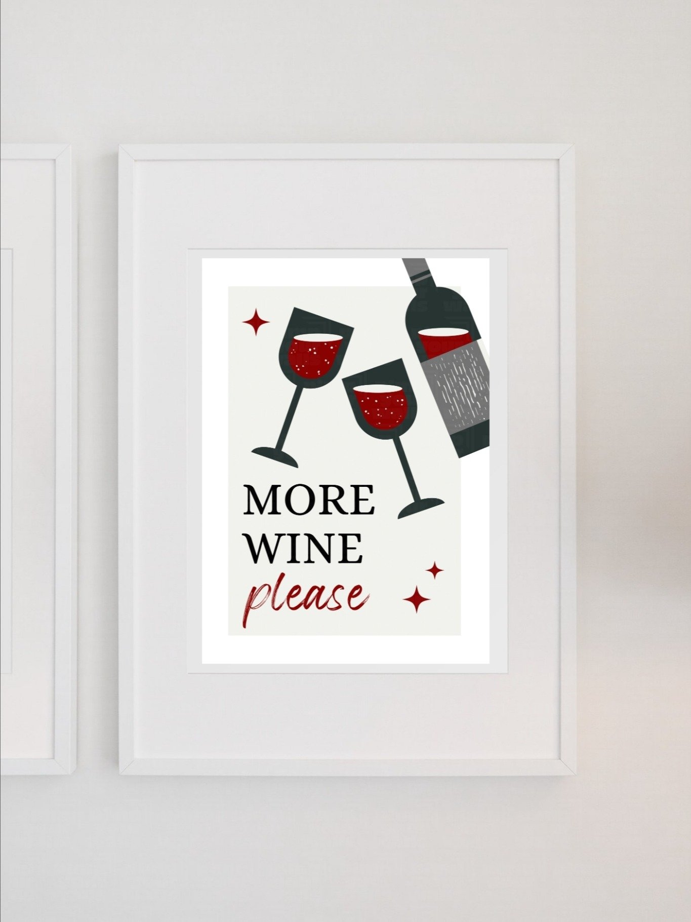 More Wine Please Wall Art - Modern Wine Lover Print, Fun Kitchen or Home Bar Decor, Red Wine Art Poster, Entertaining Drink Sign product image (1)