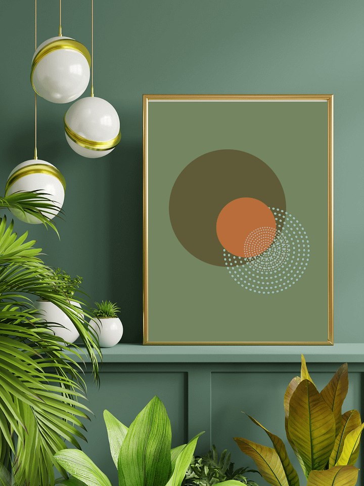 Spiral Harmony Framed Matte Poster|Green Earth Inspo Mid Century Geometric Abstract Wall Art product image (1)