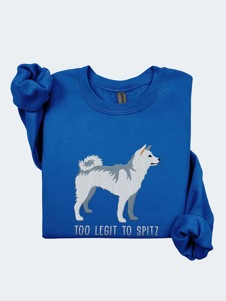 Too Legit to Spitz Sweatshirt (Embroidered) of a Japanese Shiba Inu(White) product image (1)