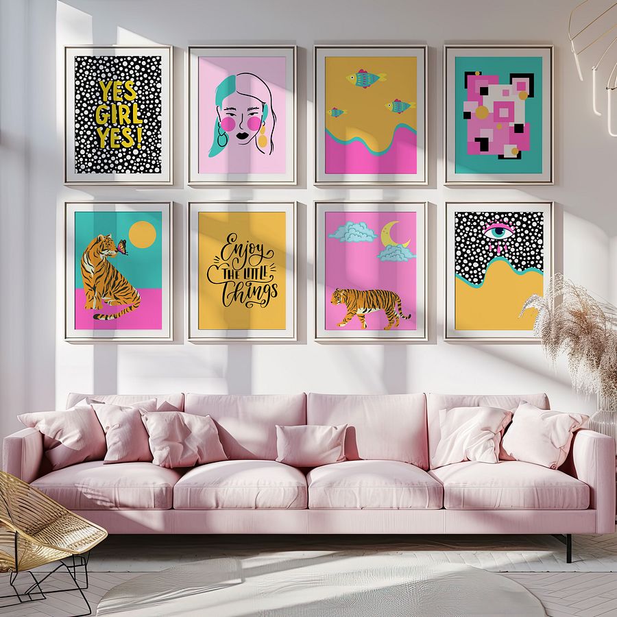 Funky Evil Eye Gallery Wall Set of 8 DIGITAL Prints product image (1)