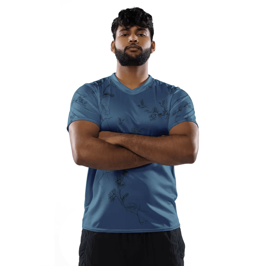 Unisex T shirt with hummingbird design. Muted blue. I del for the outdoors erson who loves birding and nature product image (5)