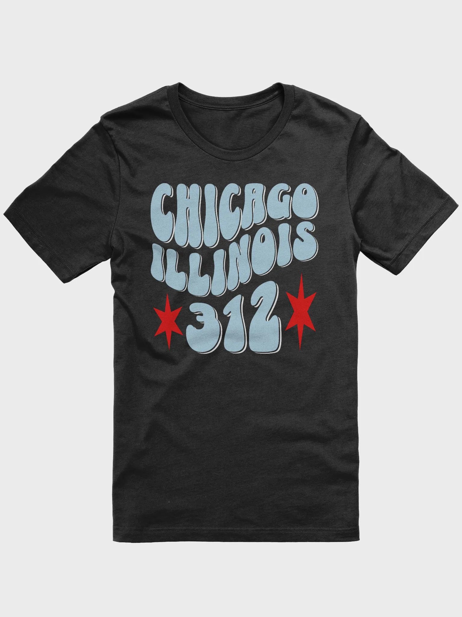 Chicago 312 Flag Area Code Retro 70's Wavy Text City Pride T-Shirt product image (7)