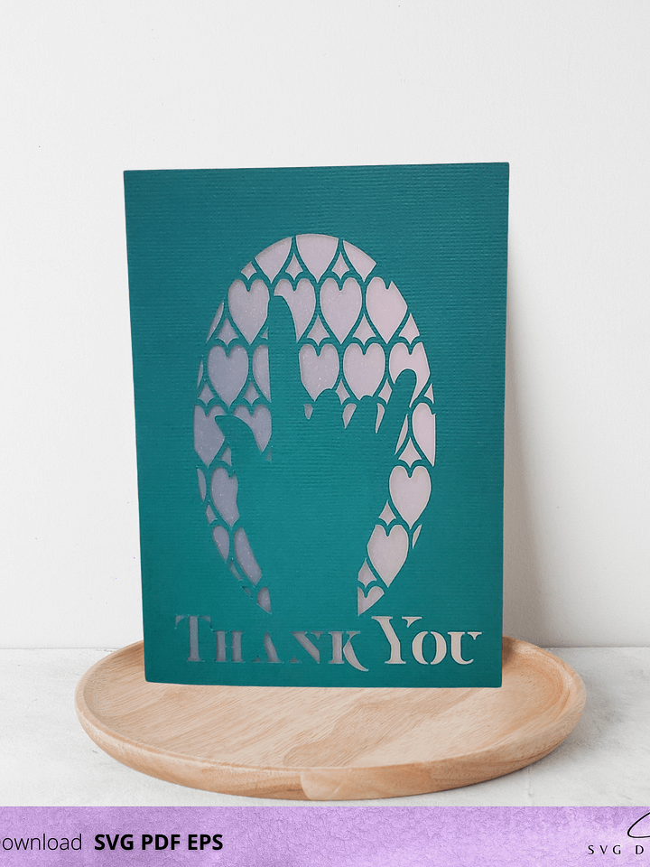 I Love You in ASL Thank You Card SVG | Sign Language Card Template | Free Envelope product image (1)