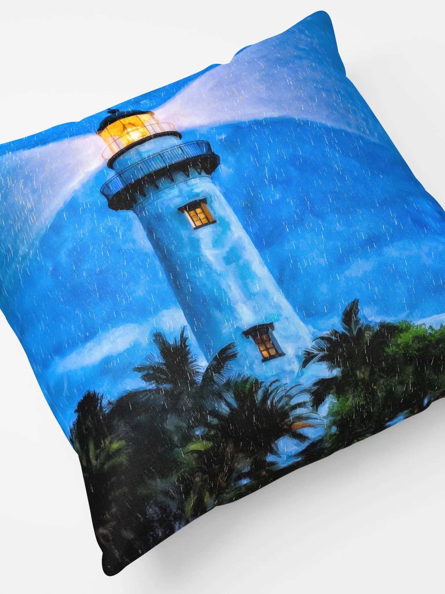 St Simons Island Lighthouse At Night – Georgia Throw Pillow product image (5)