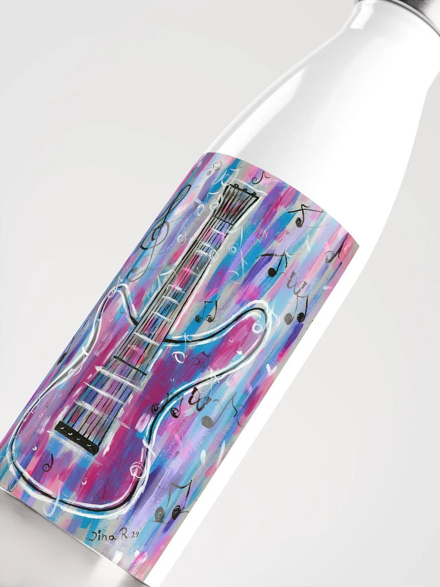 My guitar (art by Dina R.) - acrylic painting picture - Stainless Steel Water Bottle product image (5)