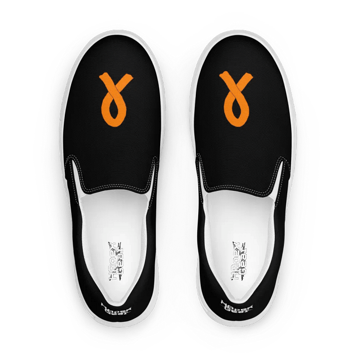 White HApex Gear White Logo Cancer Awareness Orange Ribbon. Black Men's Slip-On Canvas Shoes product image (2)