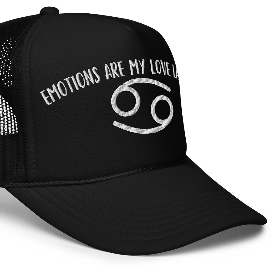 Cancer Zodiac 2025, Emotions are My Love Language, Embroidered Trucker Hat product image (7)