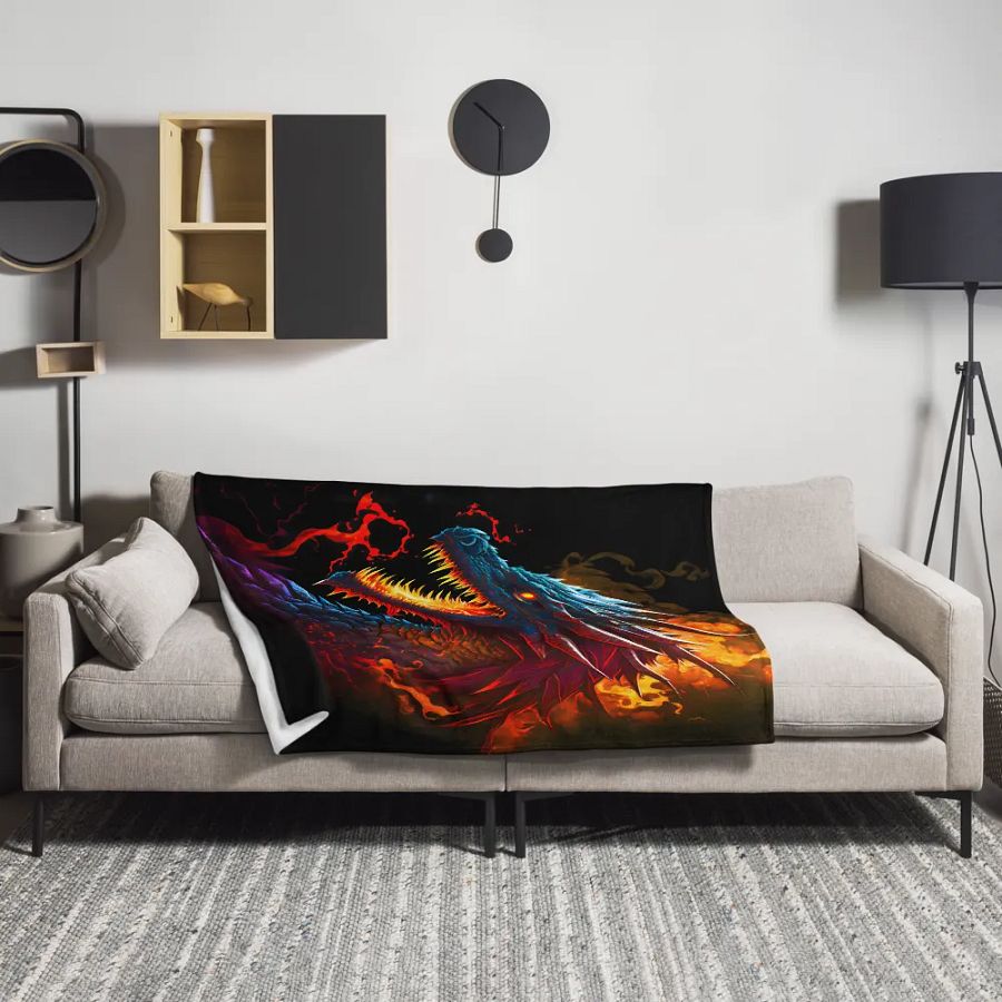 Fiery Dragon Head for Dragon Lovers Kids Boys Girls Dragon Gift Throw Blanket product image (3)