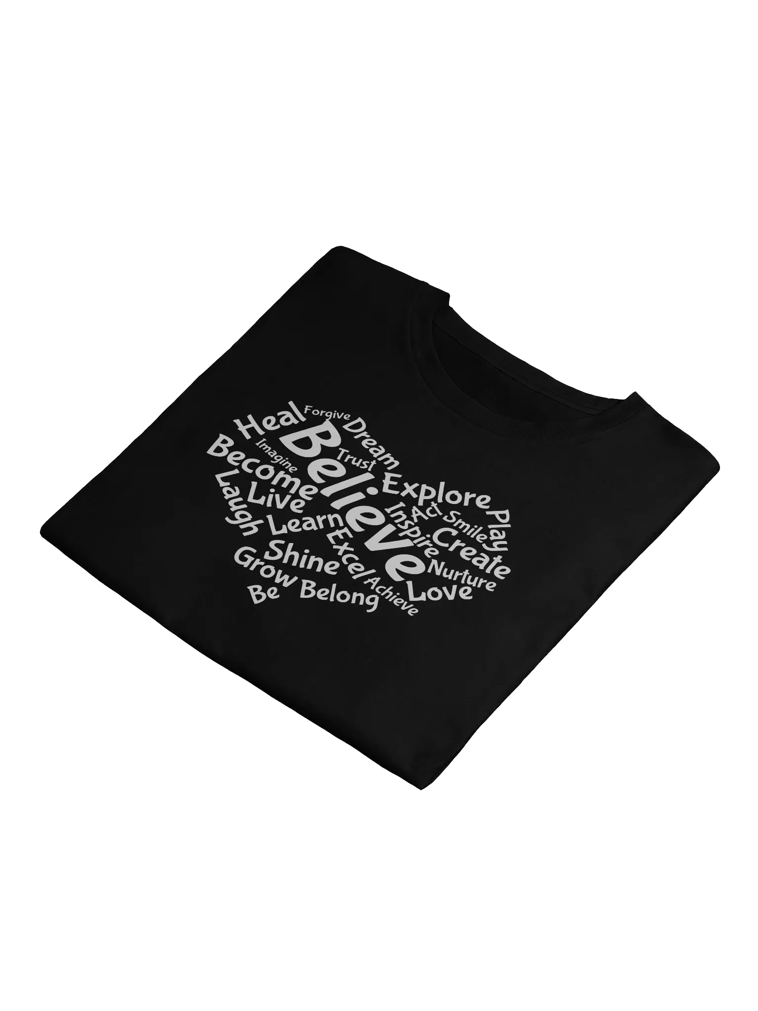 Motivational Heart Word Cloud Crop Top - Black product image (6)