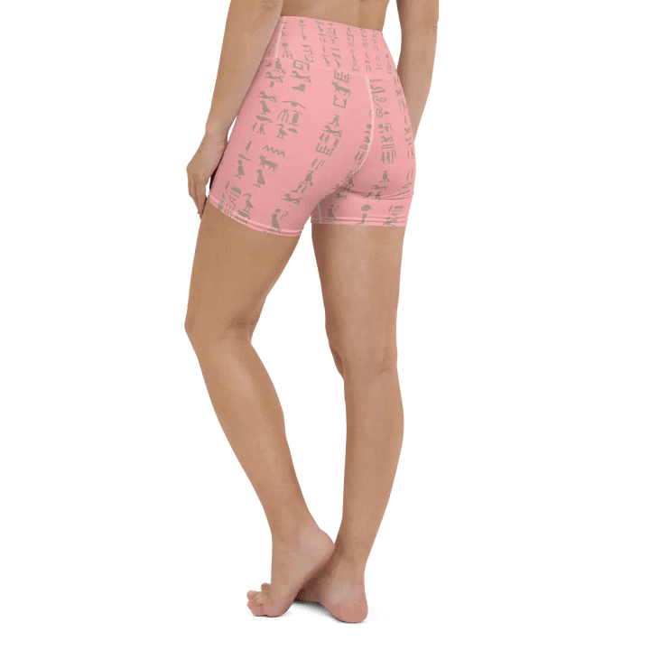 Isis Pink Hieroglyphs Detail All-Over Yoga Shorts product image (1)