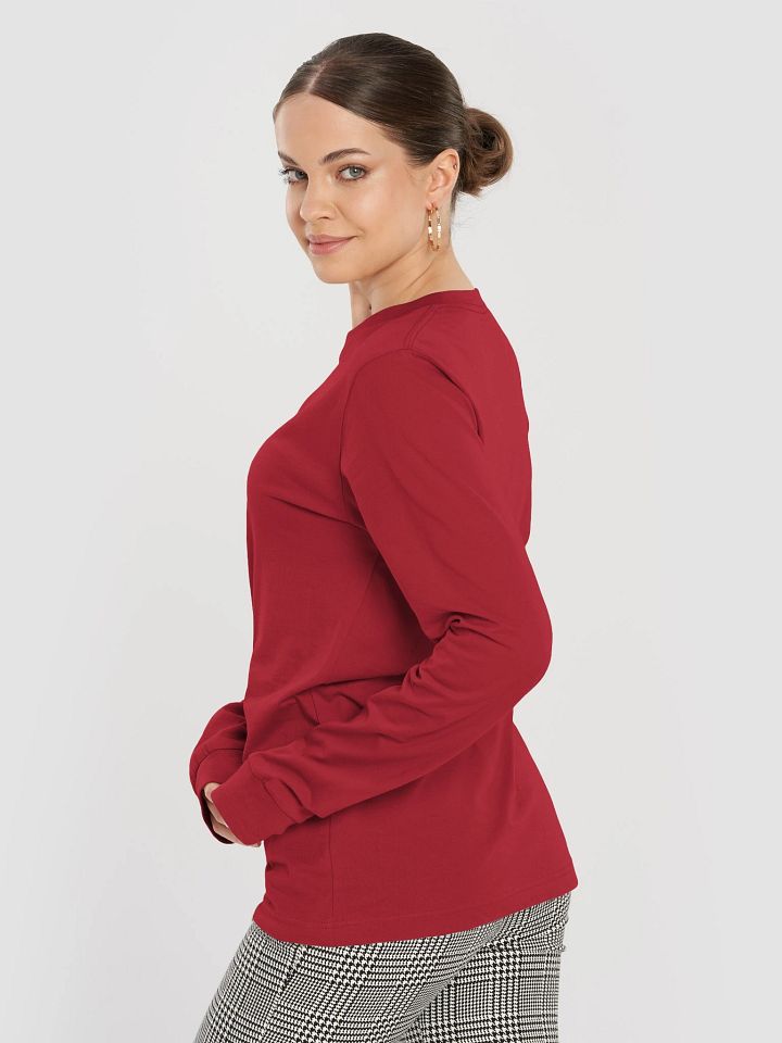 Plain Color Red Long Sleeve T-Shirt product image (2)