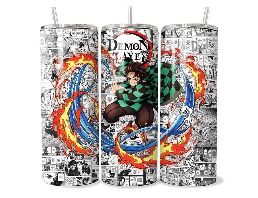 Demon Slayer - Tanjiro's Breath Style Manga Tumbler - 20oz Stainless Steel product image (1)
