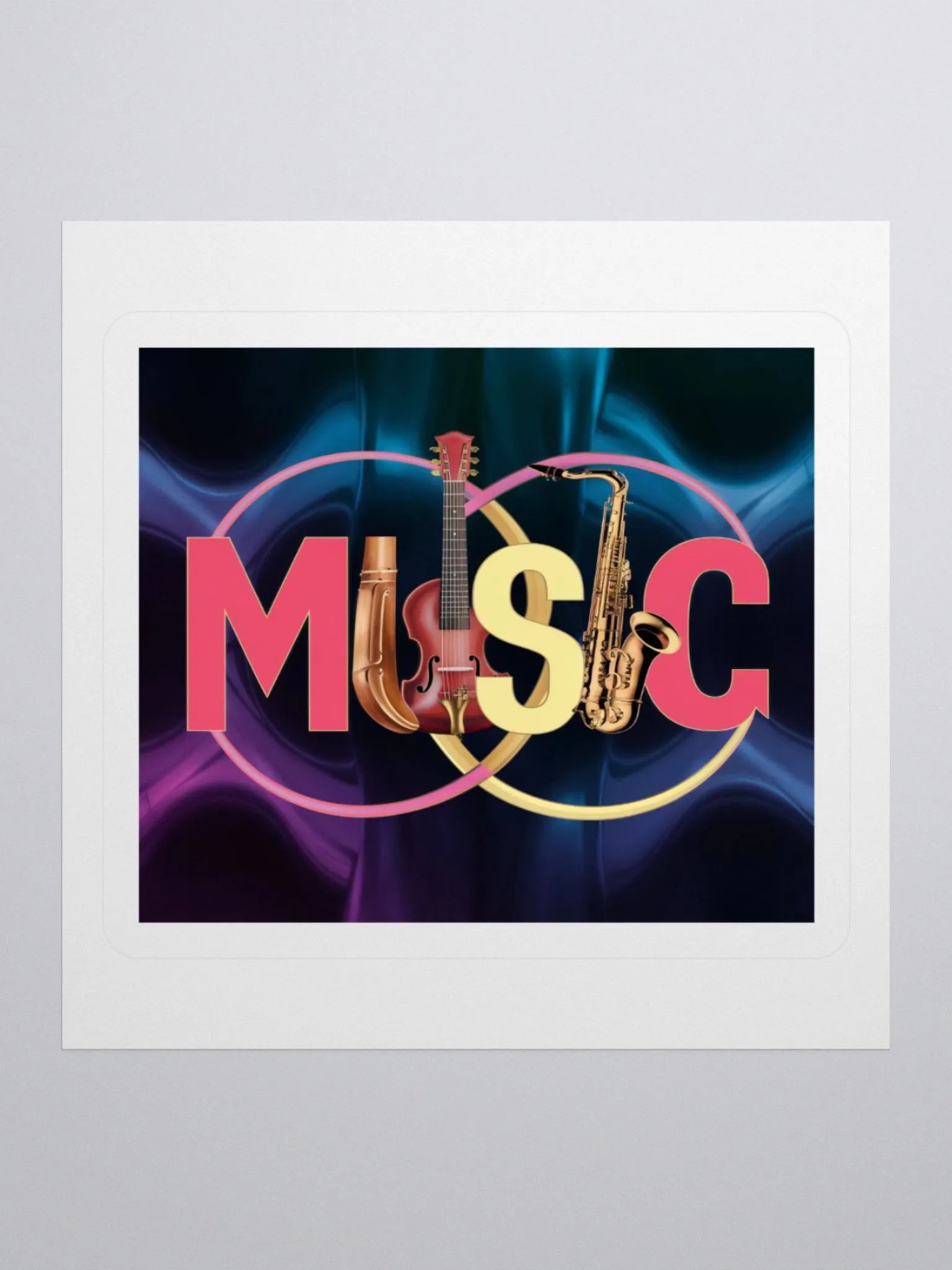 Exclusive 'MUSIC' Art Sticker with Violin and Saxophone - Premium Kiss Cut Vinyl for Laptops, Cars & More product image (1)