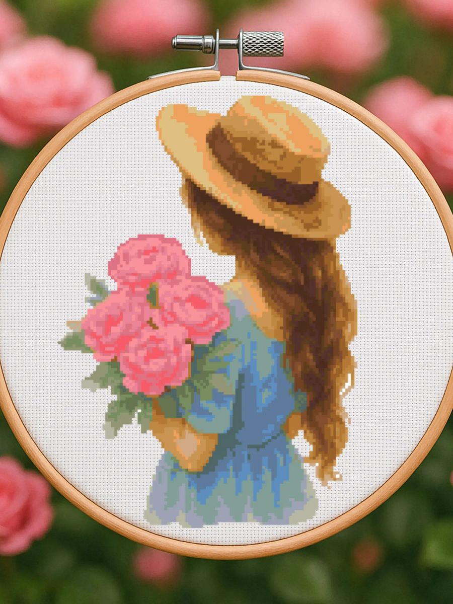 Girl With Pink Roses product image (1)