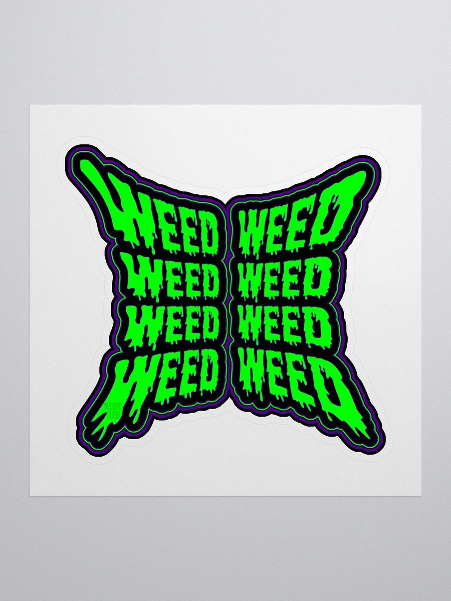 Weird Weed Word Stoner Sticker, Purple Green Black Cannabis Butterfly Art product image (2)