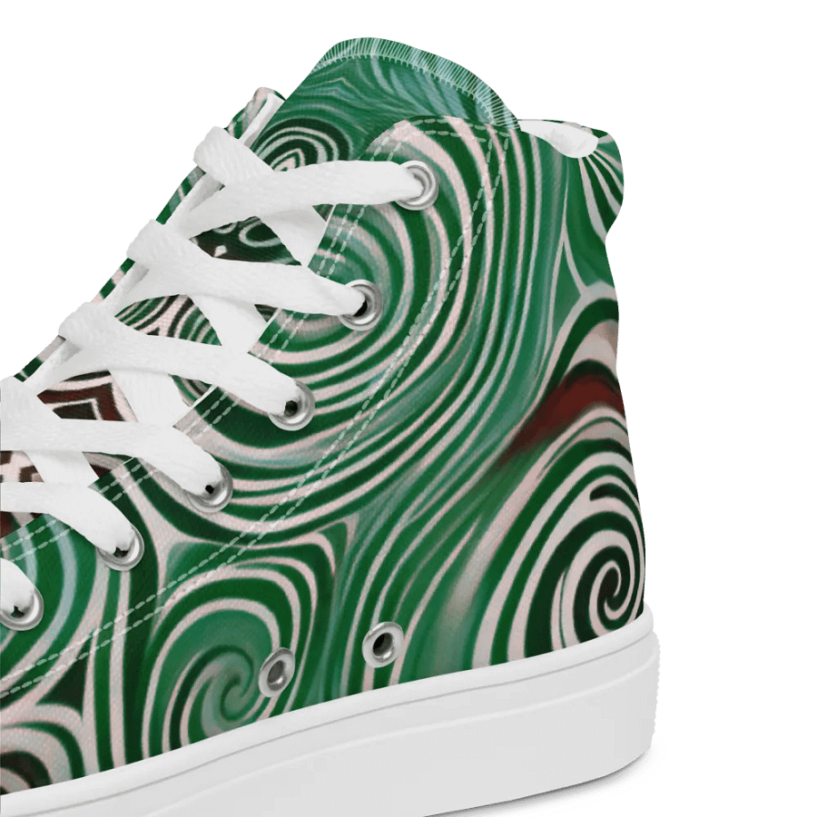 Funky Cool Green Liquid Tie-Dye Women's High-Top Canvas Shoes product image (9)