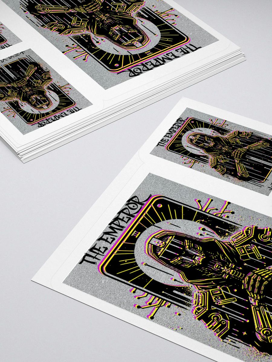 Cyberpunk Tarot Sticker – "The Emperor" Card with Hooded Leather Coat, Armored Gauntlets & Sword – Futuristic Graffiti Stencil Vinyl Decal product image (11)