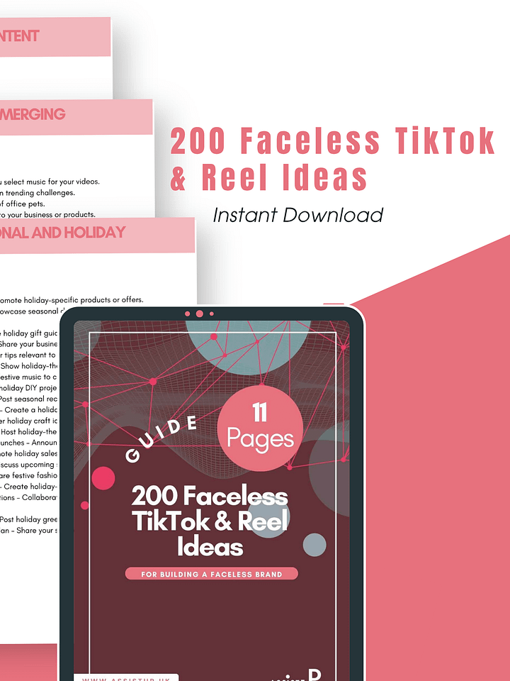 200 Faceless TikTok & Reel Ideas for Business guide product image (2)