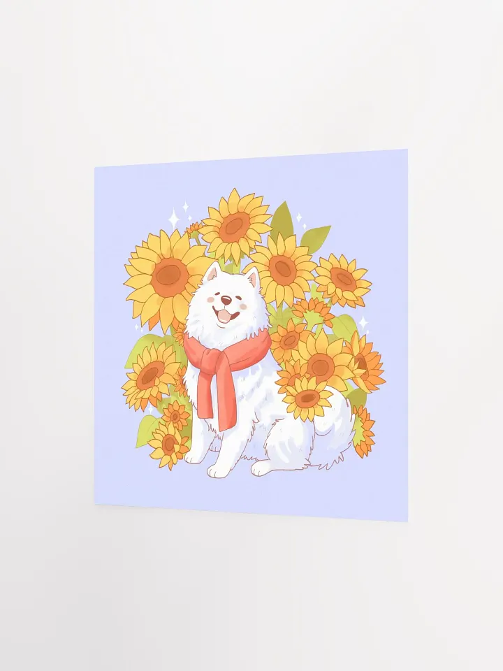 Cheerful Samoyed and Sunflowers Poster product image (5)