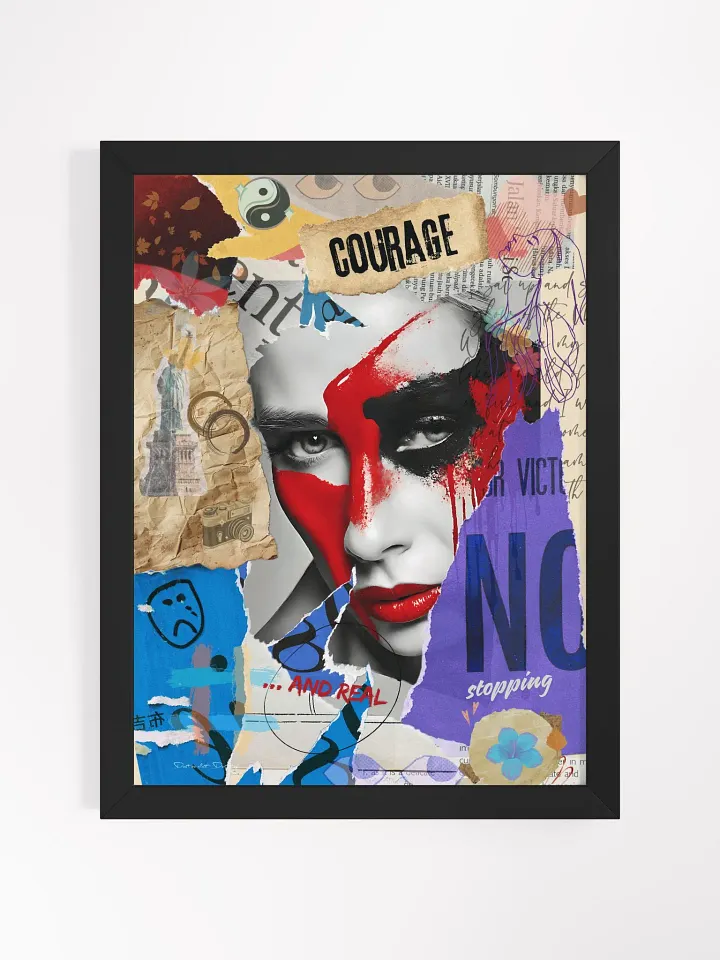 Don't be silent! Don't stop! Red. | Framed Collage Painting product image (2)