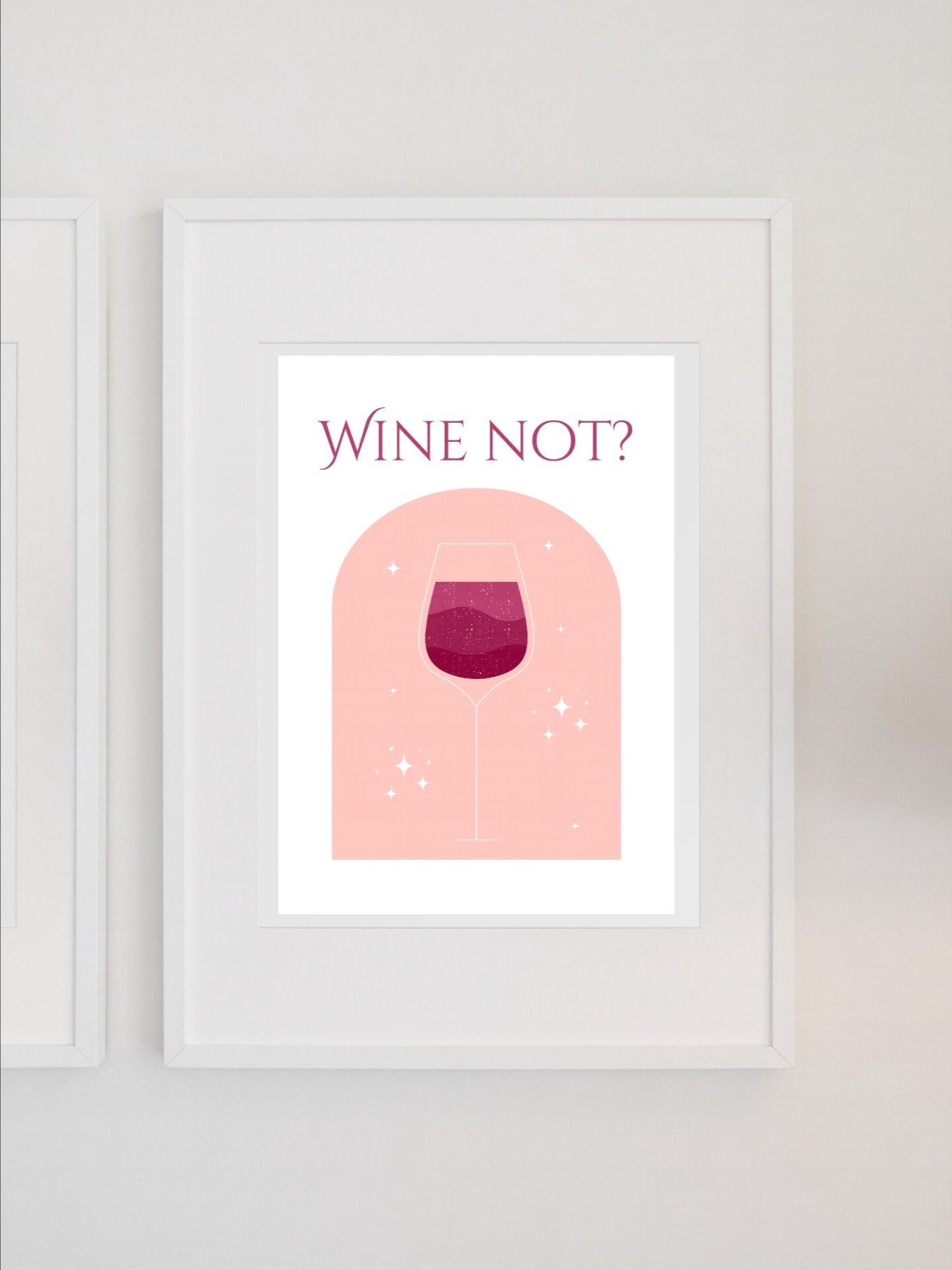 Wine Not? Modern Wine Art Print - Minimalist Wine Glass Poster, Pink and Red Home Bar Decor, Wine Lover Wall Art, Fun Kitchen Sign product image (1)