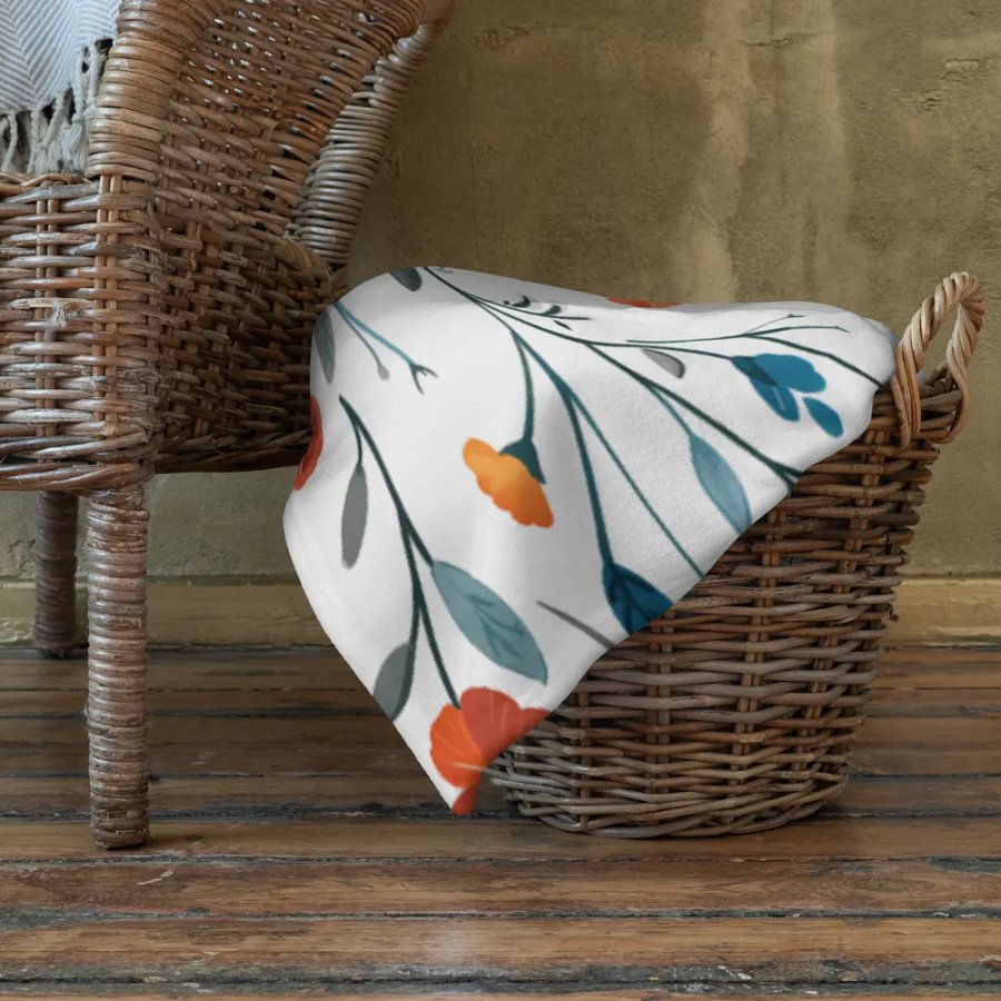 Orange Floral Throw Blanket by Treasure Pie product image (10)