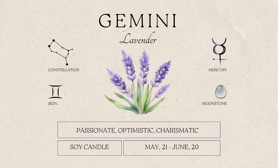 Gemini Birth Month Flower Birthstone Vegan Soy Wax Candle product image (5)