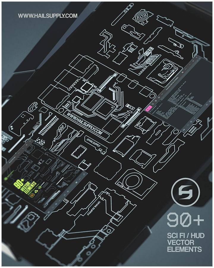 FREE 90+ SCI FI HUD VECTOR ELEMENTS product image (2)