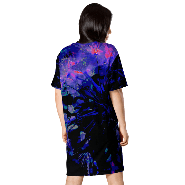 Abstract Funky Neon Dandelion Seeds Ladies T Shirt Dress product image (2)