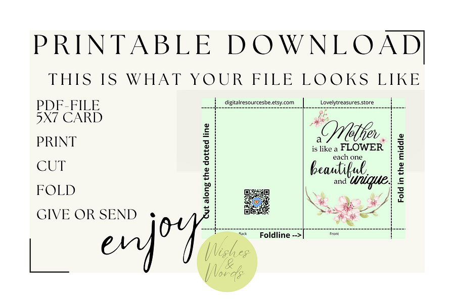 Mothersday Greeting Card - Printable Digital Download product image (4)
