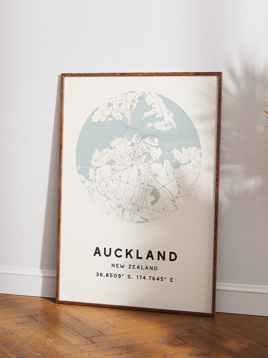 Auckland Street Map Poster – Beige Minimalist Circular City Art product image (3)