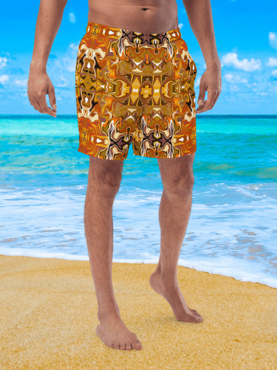 Symmetrical Splendor Brown African Inspired Design Swim Trunks product image (1)