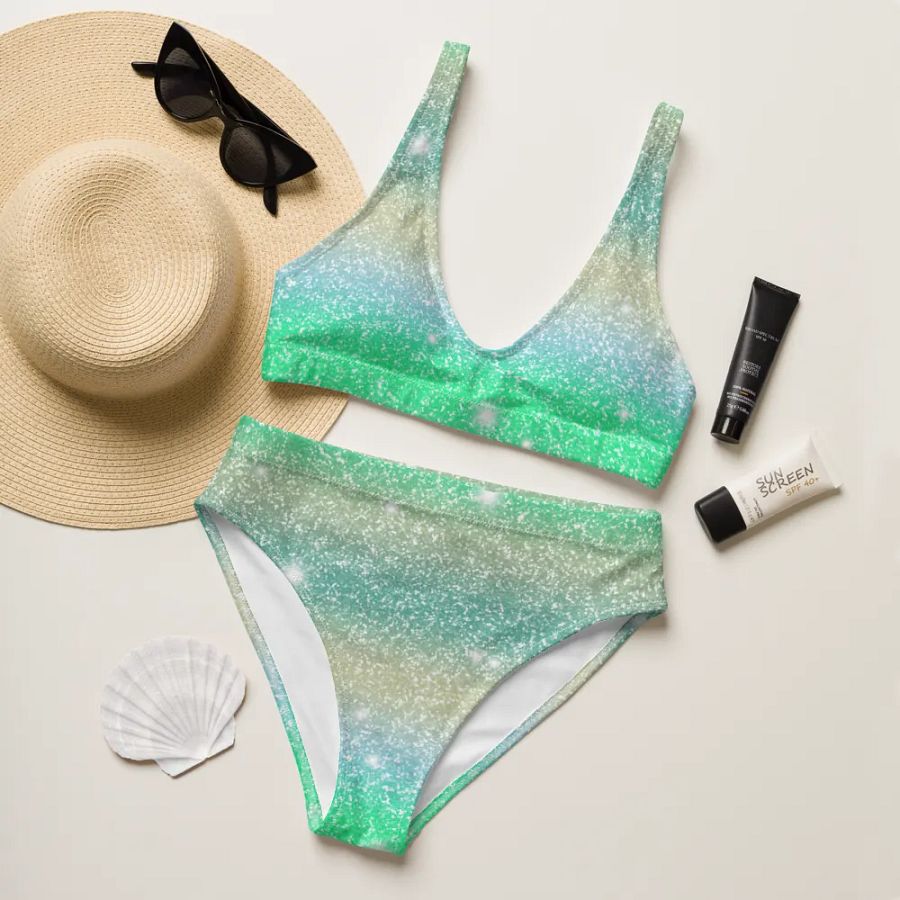Glitter Unicorn Texture Design High Waisted Bikini (2) product image (11)