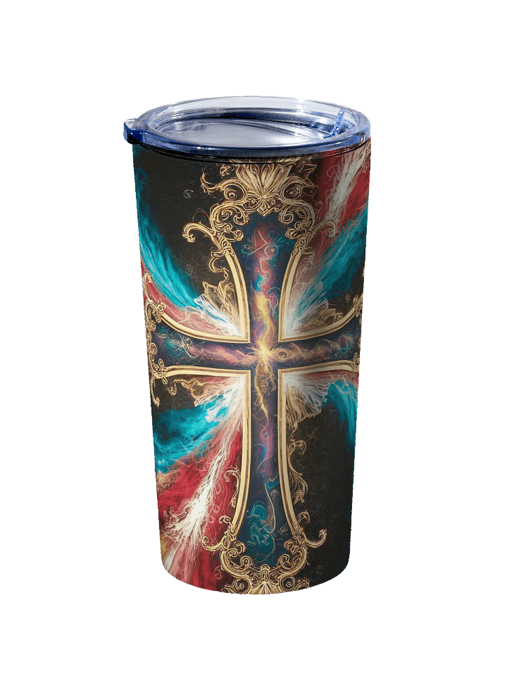 Lift Me Up Lord 3D Christian Cross Red Gold 20oz Stainless Steel Tumbler product image (2)