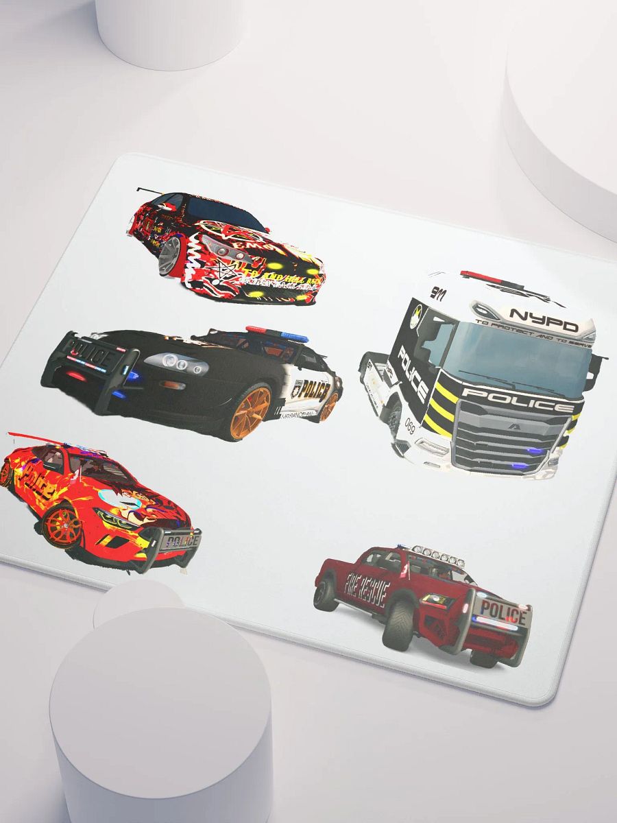 Artistic Police Car Collage Gaming Mouse Pad product image (6)