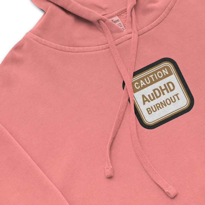 CAUTION: AuDHD BURNOUT embroidered pigment hoodie (brown bubble design) product image (1)