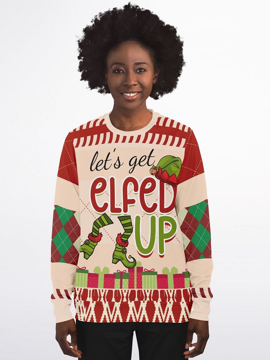 “Let’s Get Elfed Up” Funny Ugly Christmas Sweatshirt | Hilarious Elf Holiday Jumper | Drinking Humor Party Outfit product image (5)