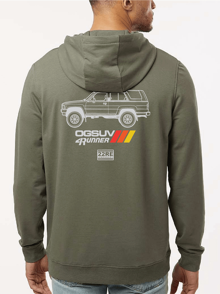Side View Unisex Premium Hoodie - Olive/White product image (1)