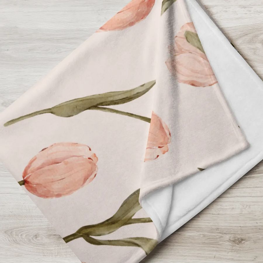 Velvet blanket with pink tulips product image (17)