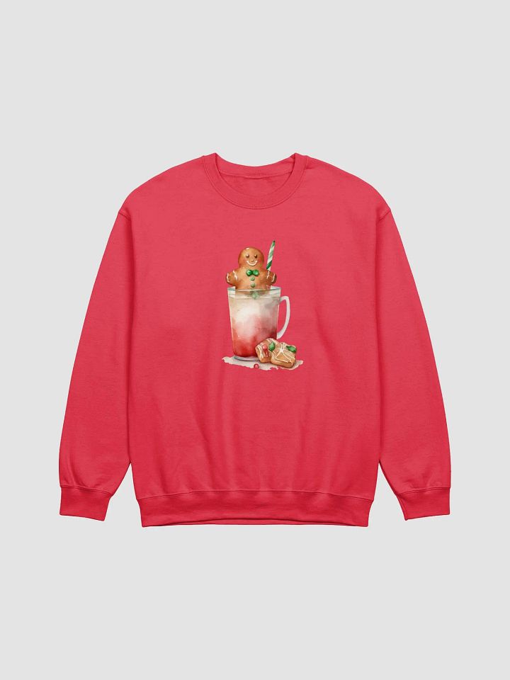 Watercolor Gingerbread Man Drink Christmas Front Print Unisex Crewneck Sweatshirt product image (1)