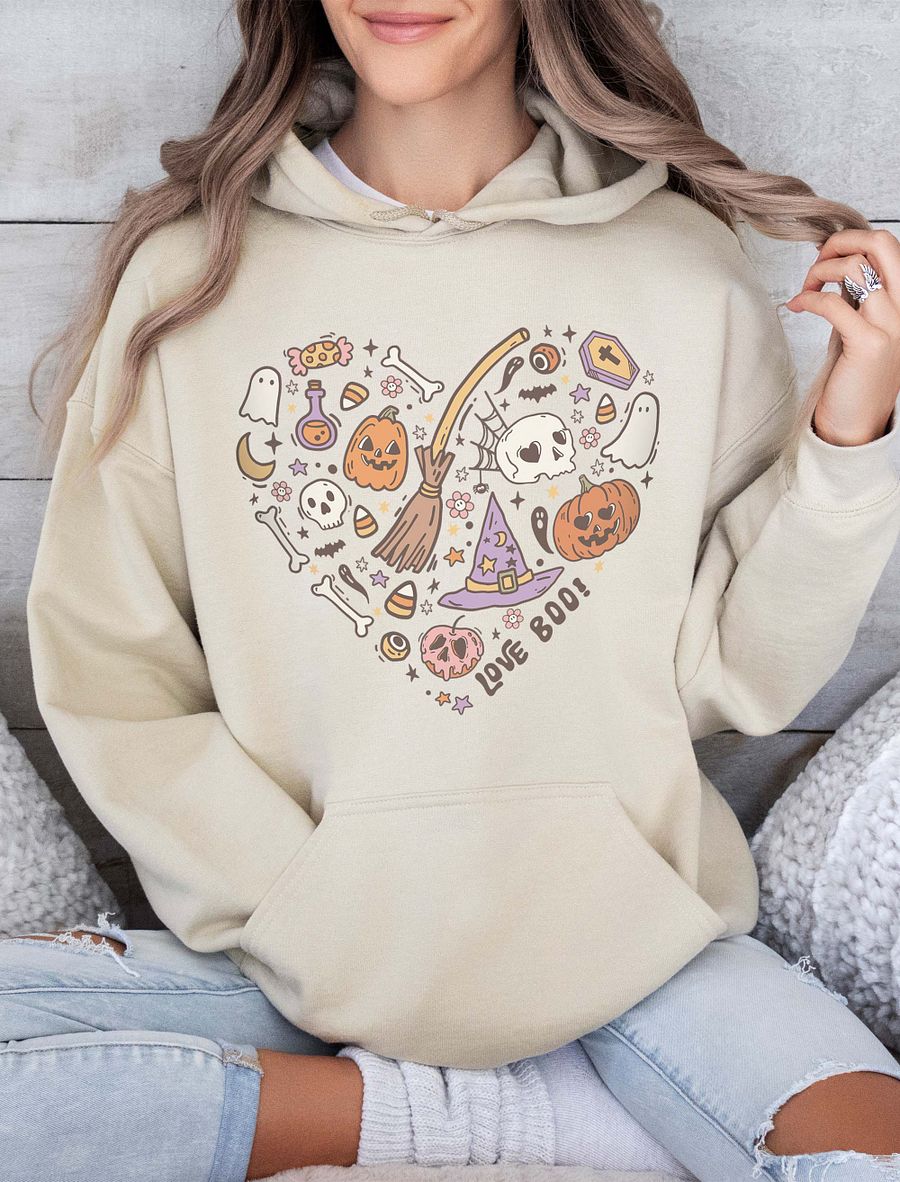 Heart-Shaped Fall and Halloween Design Elements Hooded Sweatshirt | Fall and Halloween Hoodie Design product image (33)