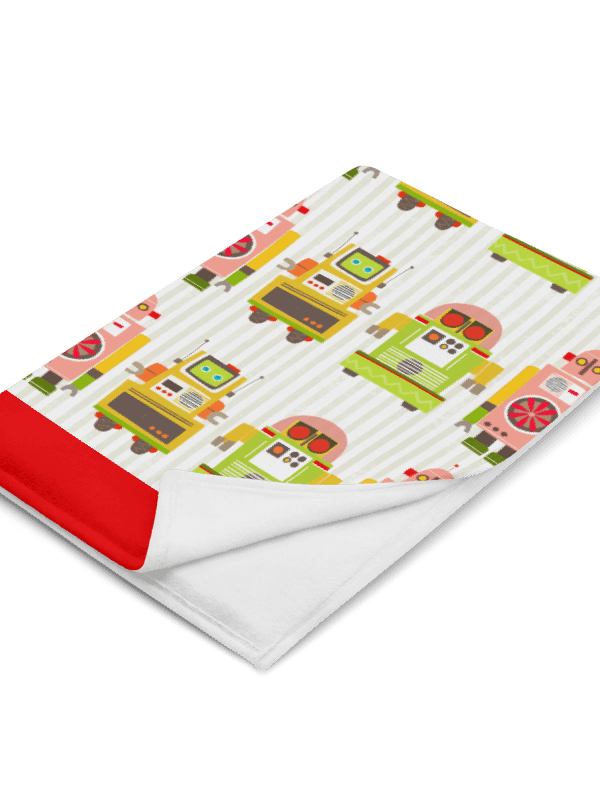 Large Print Atomic Robot Party - Blanket Green Stripes and Red product image (5)